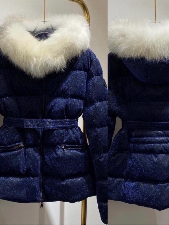 Moncler Jackets & Blazers - Moncler Women's Navy Puffer Coat with Faux Fur Hood